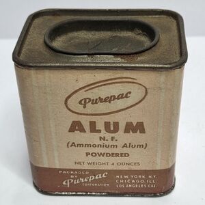Vintage Purepac ALUM Tin N.F. Ammonium Alum U.S.P. Powdered Shaving Grooming